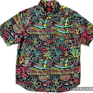 Vintage Y2K Killer Acid California | No Bad Trips |Short Sleeve Button Up